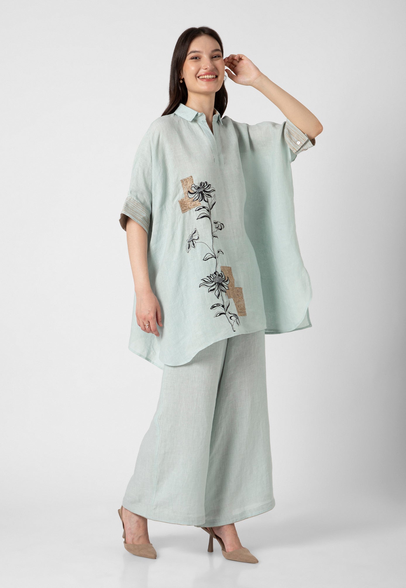 Ivory 100% Pure linen printed co-ord sets