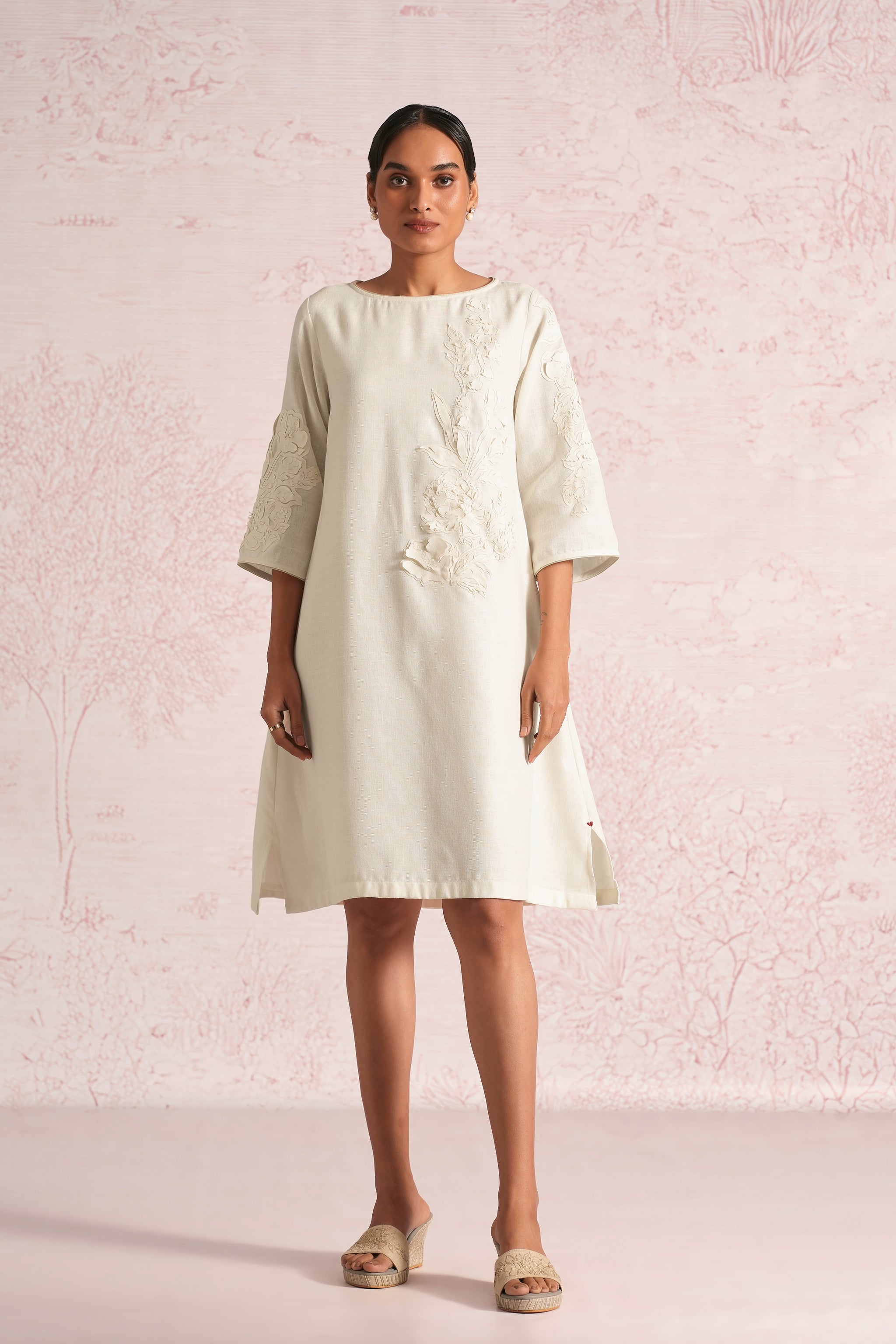 kaveri linen dresses Buy Blue Linen, Silk Organza Embroidery, Lace Round Neck Bed Of Rose Midi  Dress For Women by Kaveri Online at Aza Fashions