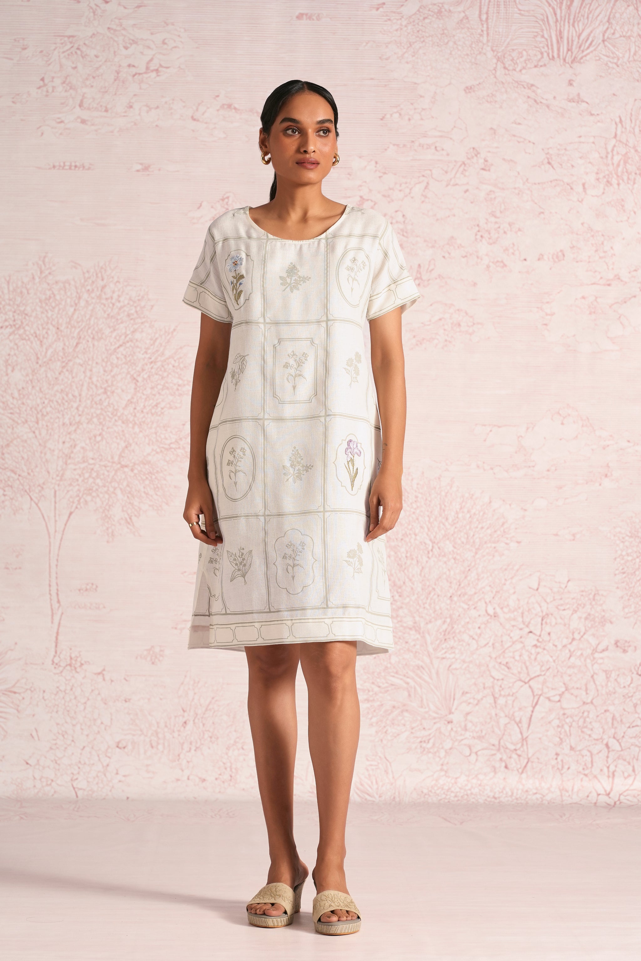 kaveri linen dresses Merlot Linen Blend Floral Printed Summer Dress by Kaveri at Pernia's Pop Up  Shop