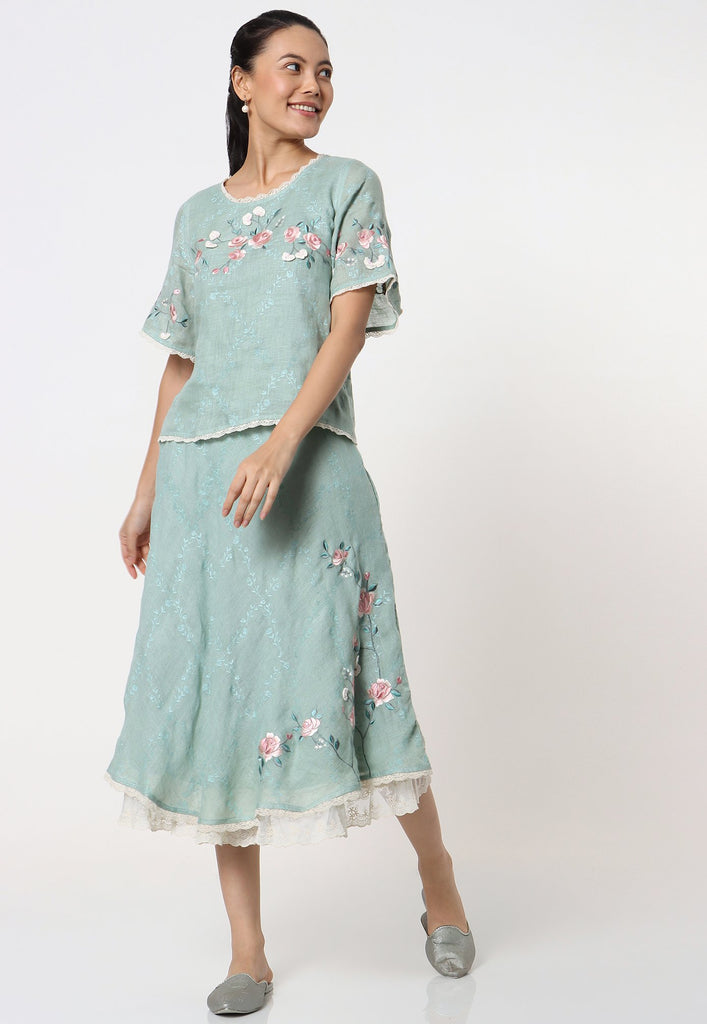 GARDEN TRELLIS EDITH TOP + SKIRT-Tops-KAVERi
