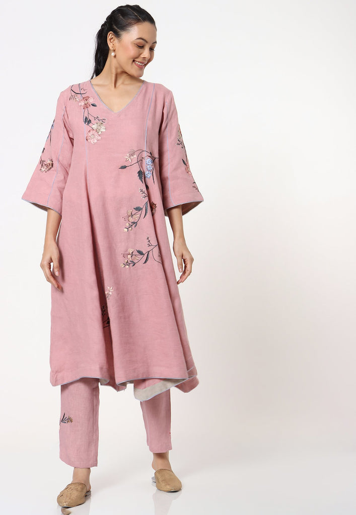 Botanical Spring Kurta + Pant + Scarf-Kurta Set-KAVERi