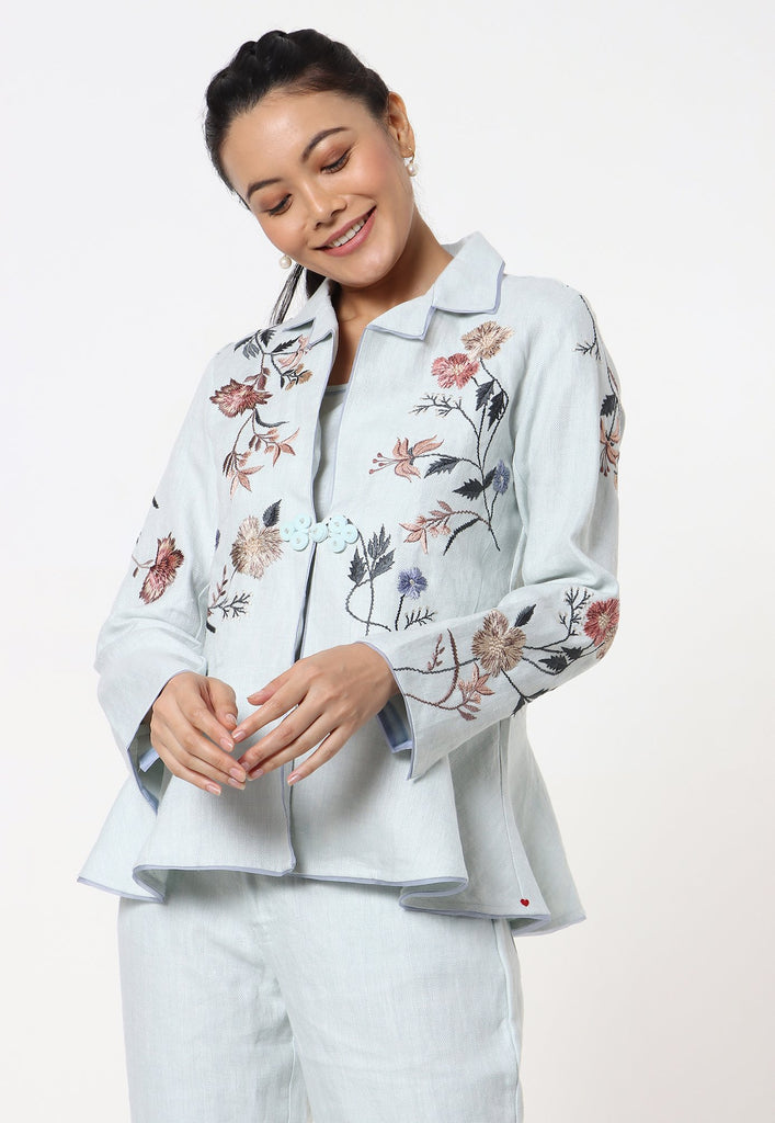 Botanical Spring Peplum Jacket-Jacket Set-KAVERi