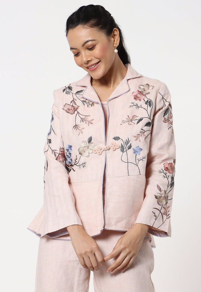Botanical Spring Peplum Jacket-Jacket Set-KAVERi