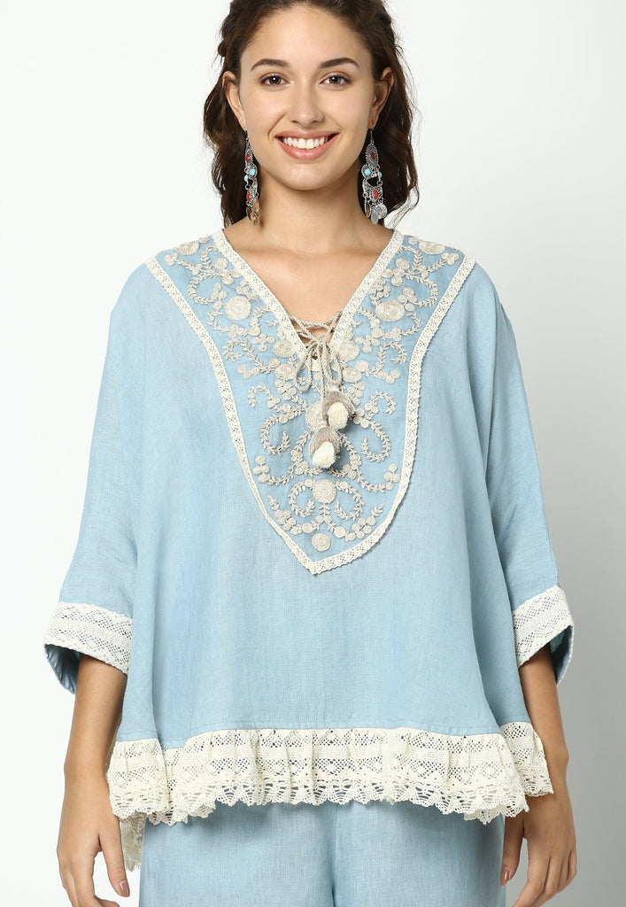 HALO BLOOMS RUFFLE CIRCLE TOP + PANT SET-Top and Pant Set-KAVERi