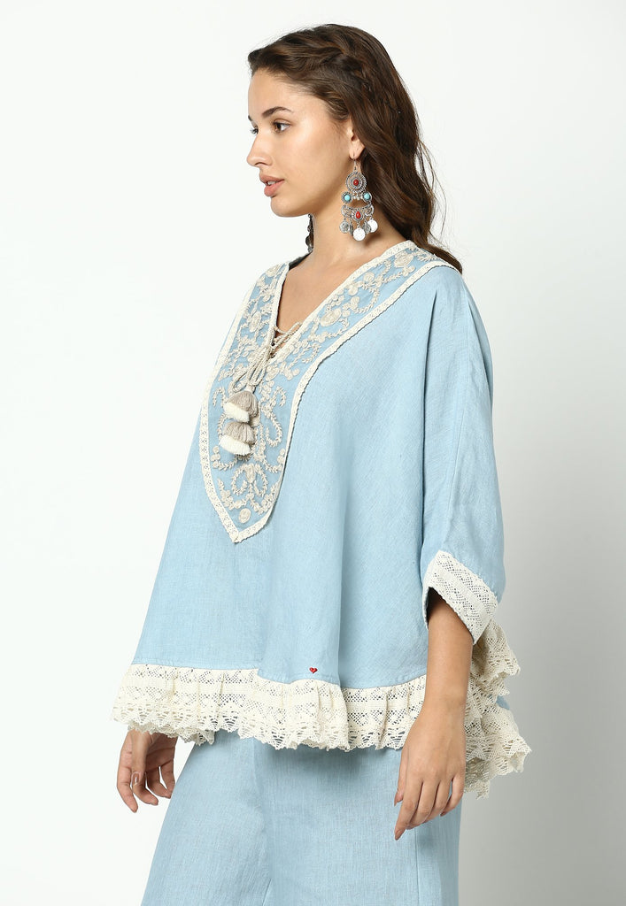 HALO BLOOMS RUFFLE CIRCLE TOP + PANT SET-Top and Pant Set-KAVERi