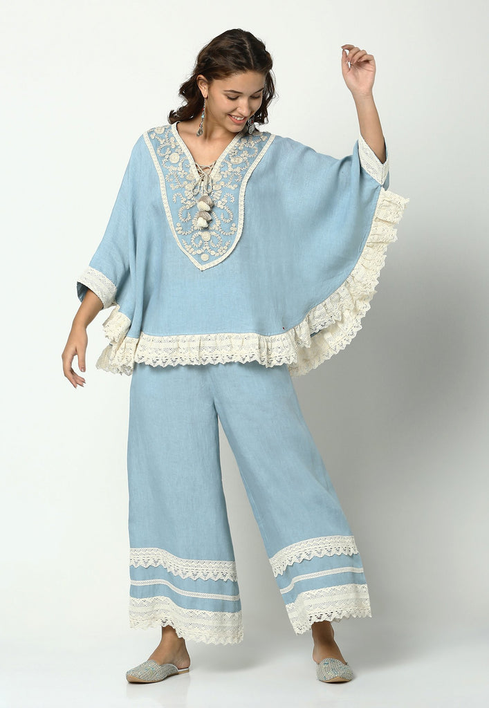 HALO BLOOMS RUFFLE CIRCLE TOP + PANT SET-Top and Pant Set-KAVERi