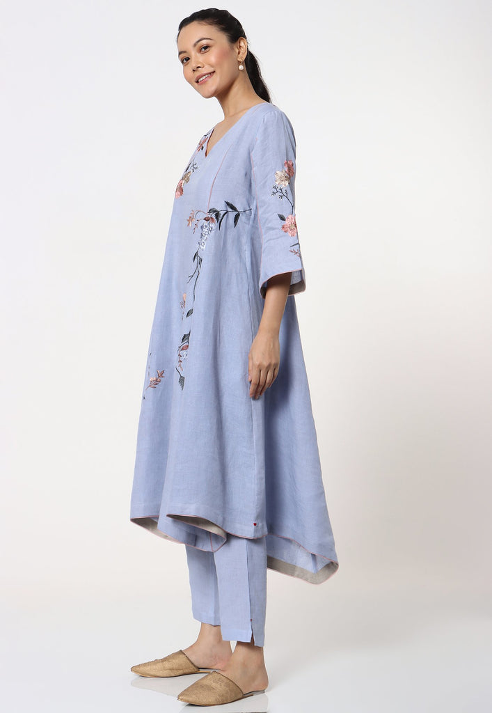 Botanical Spring Kurta + Pant + Scarf-Kurta Set-KAVERi