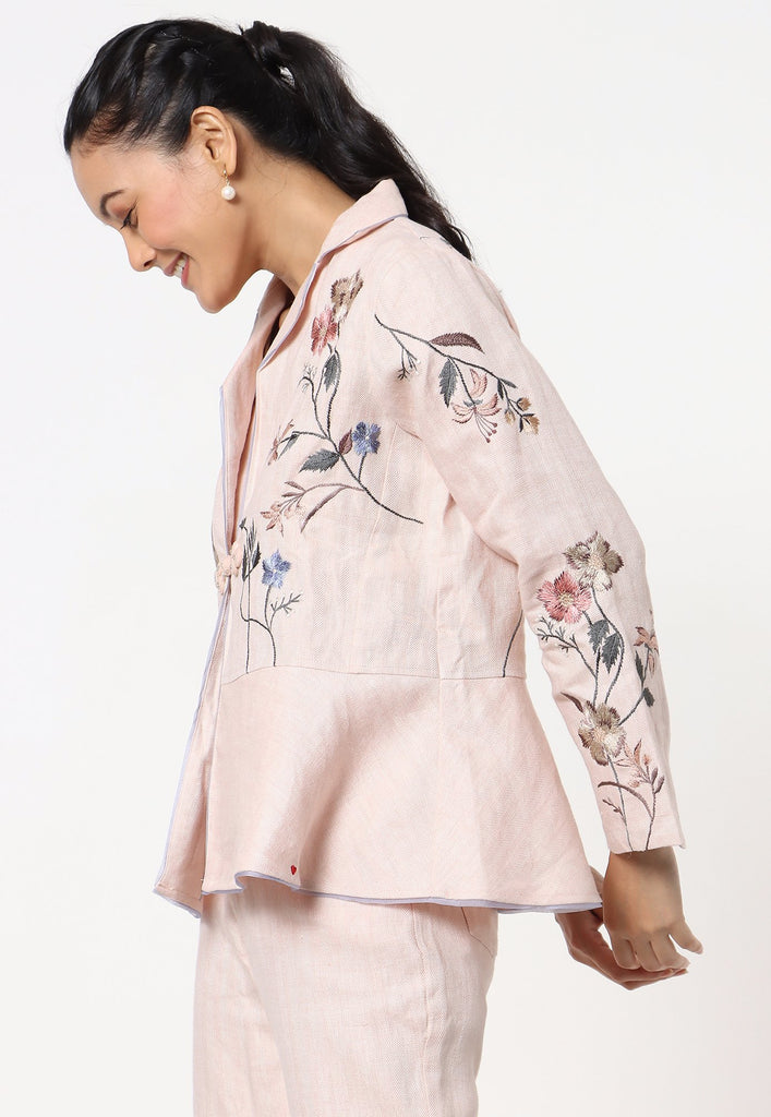 Botanical Spring Peplum Jacket-Jacket Set-KAVERi