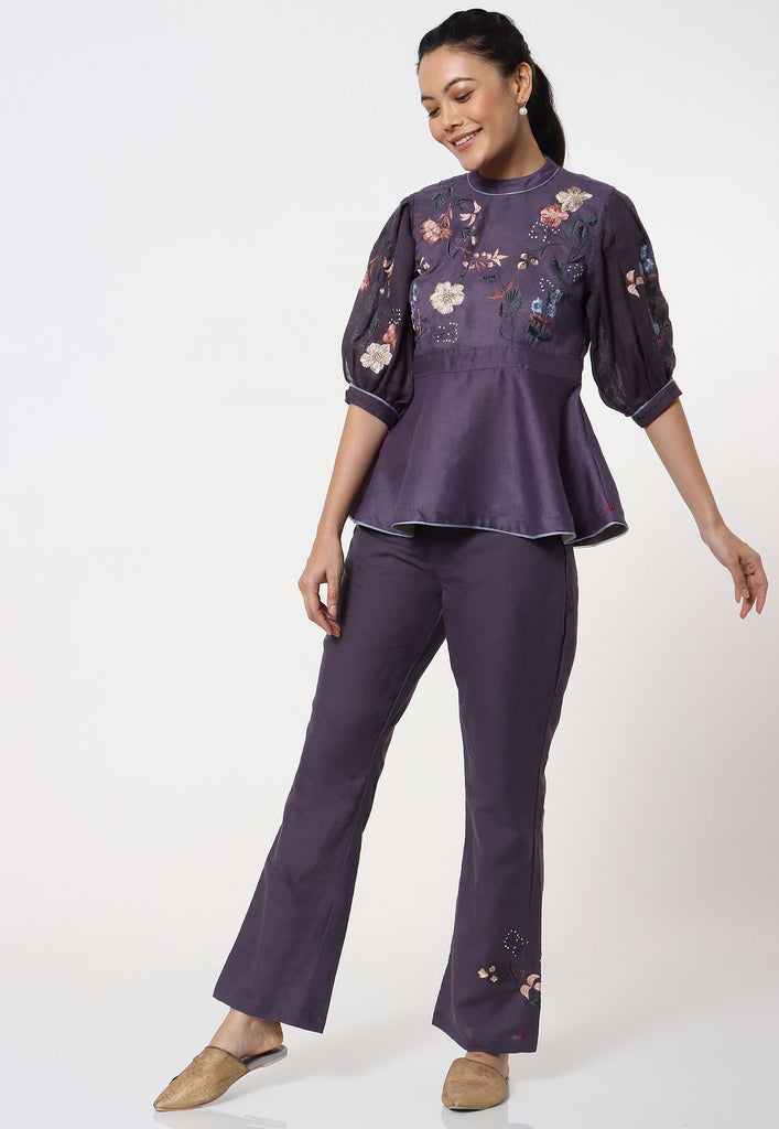 Botanical Spring Peplum Top + Pant Set-Top and Pant Set-KAVERi