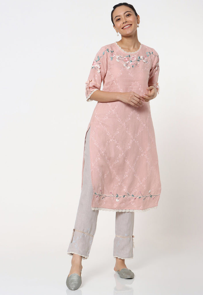 GARDEN TRELLIS KURTA + PANT + DUPATTA-Kurta Set-KAVERi