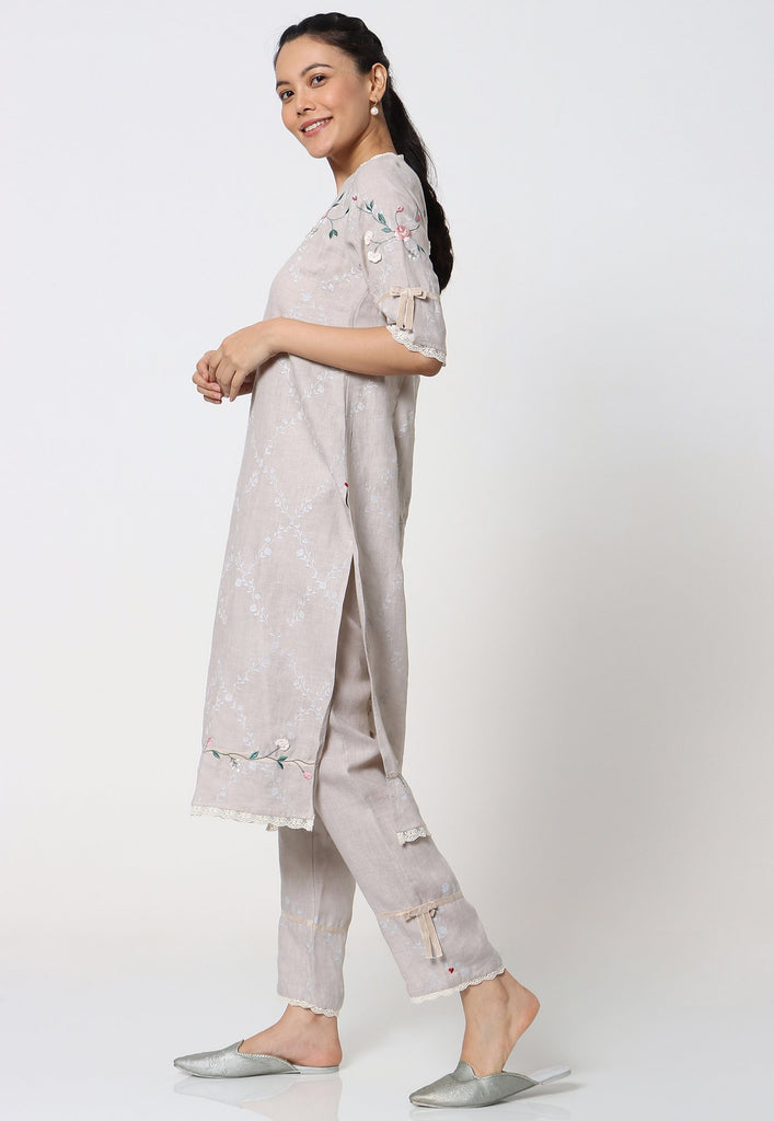 GARDEN TRELLIS KURTA + PANT + DUPATTA-Kurta Set-KAVERi