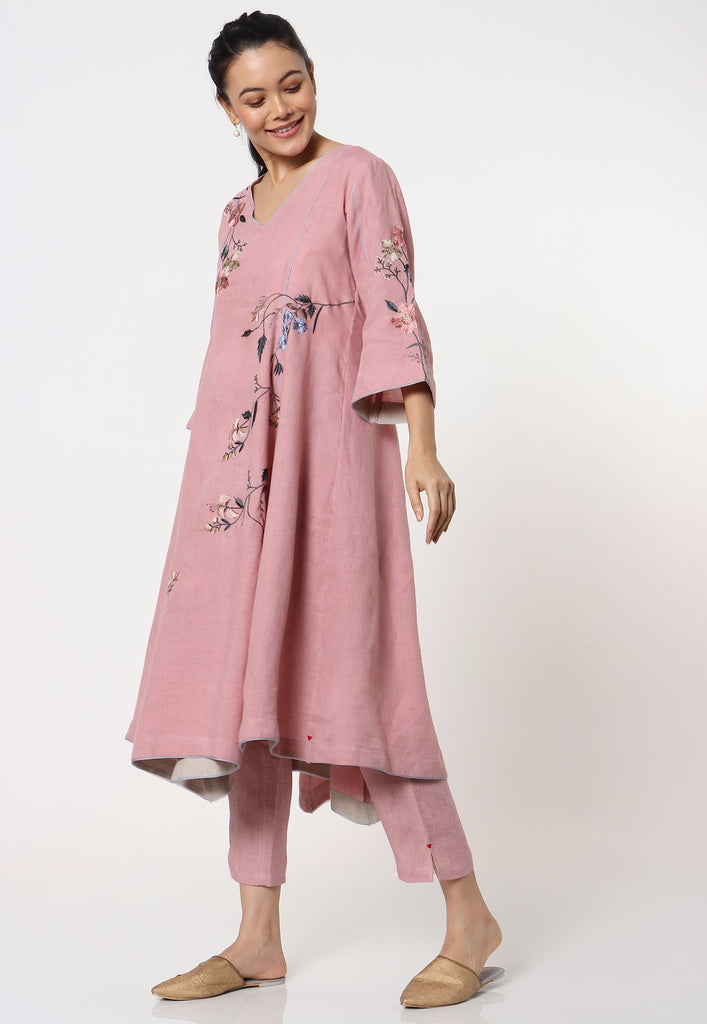 Botanical Spring Kurta + Pant + Scarf-Kurta Set-KAVERi