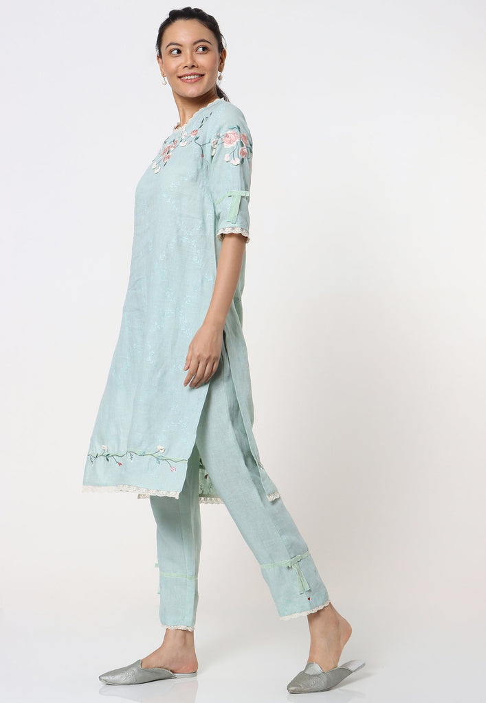 GARDEN TRELLIS KURTA + PANT + DUPATTA-Kurta Set-KAVERi