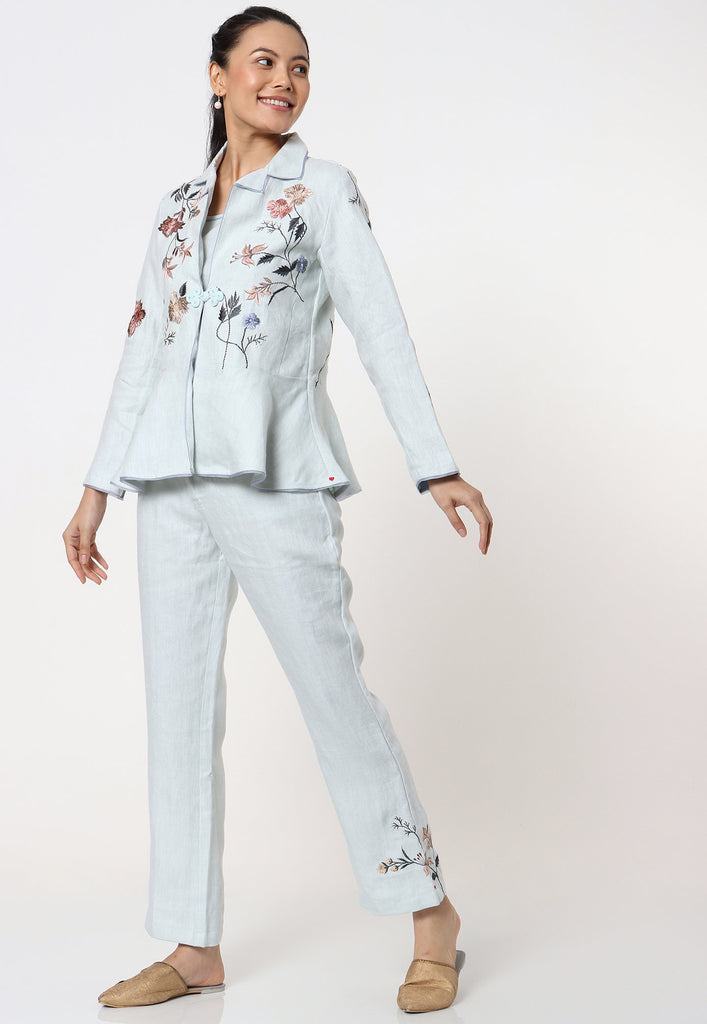 Botanical Spring Peplum Jacket-Jacket Set-KAVERi