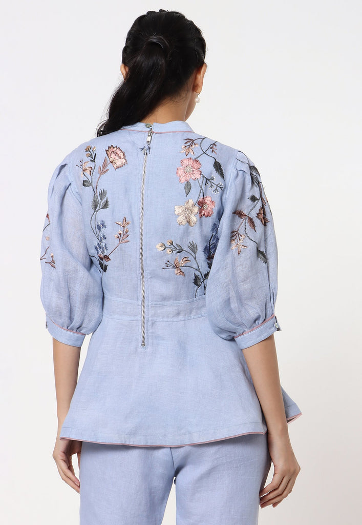 Botanical Spring Peplum Top + Pant Set-Top and Pant Set-KAVERi