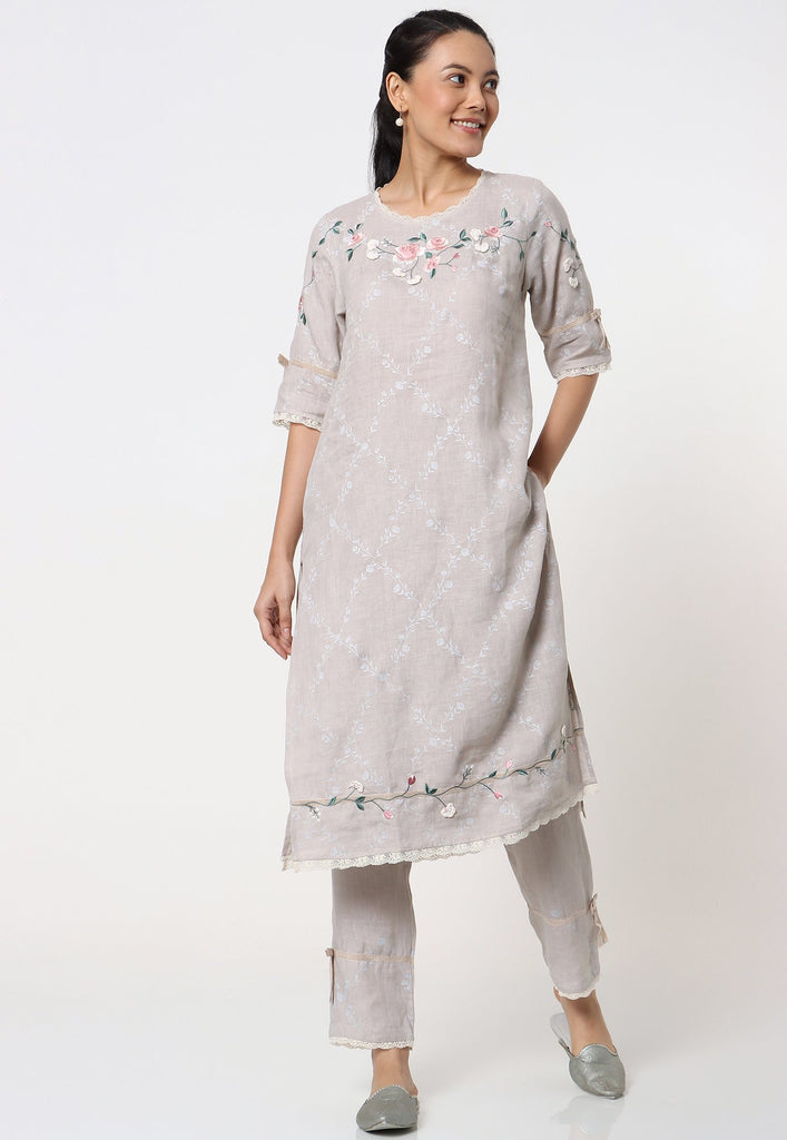 GARDEN TRELLIS KURTA + PANT + DUPATTA-Kurta Set-KAVERi
