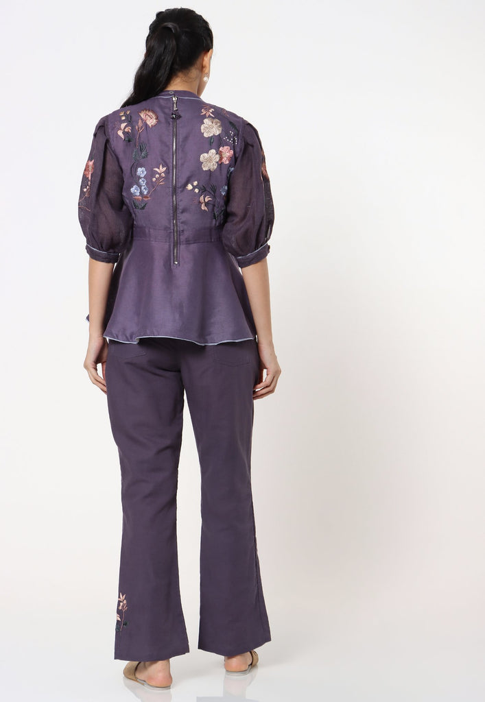 Botanical Spring Peplum Top + Pant Set-Top and Pant Set-KAVERi