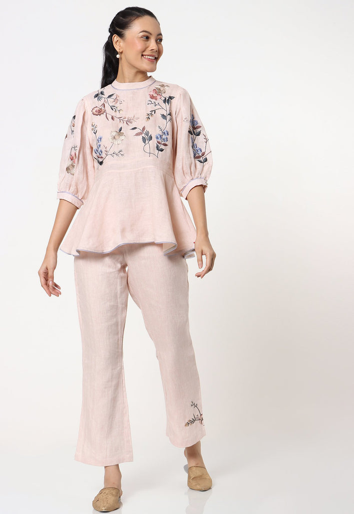 Botanical Spring Peplum Top + Pant Set-Top and Pant Set-KAVERi