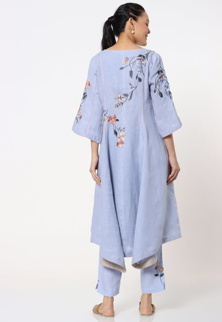 Botanical Spring Kurta + Pant + Scarf-Kurta Set-KAVERi