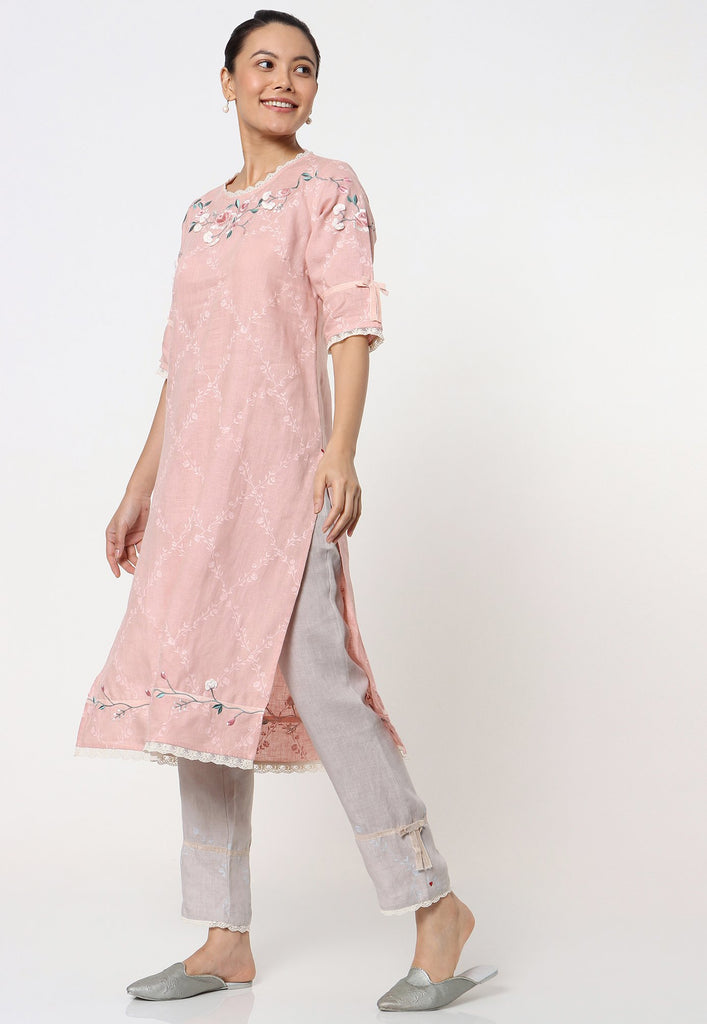 GARDEN TRELLIS KURTA + PANT + DUPATTA-Kurta Set-KAVERi