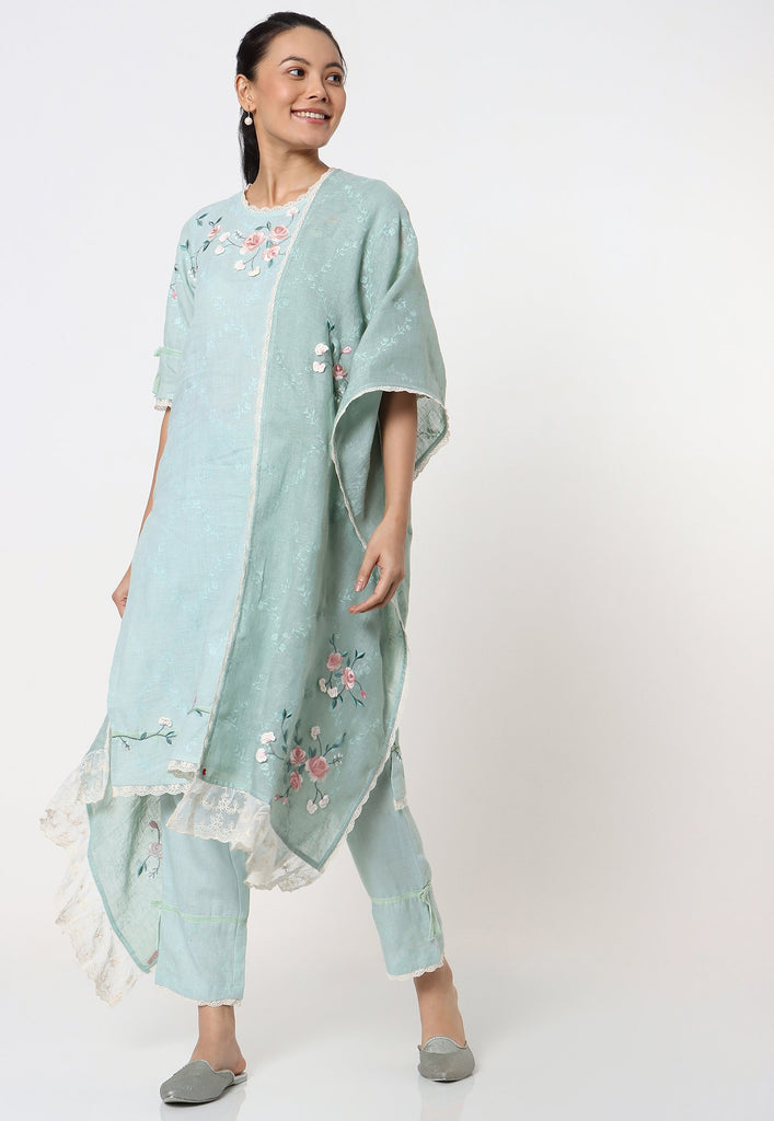 GARDEN TRELLIS KURTA + PANT + DUPATTA-Kurta Set-KAVERi