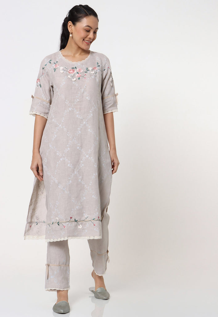 GARDEN TRELLIS KURTA + PANT + DUPATTA-Kurta Set-KAVERi