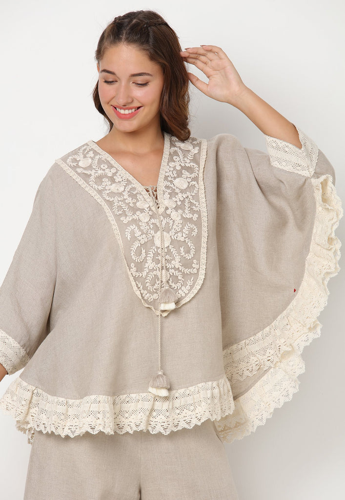 HALO BLOOMS RUFFLE CIRCLE TOP + PANT SET-Top and Pant Set-KAVERi