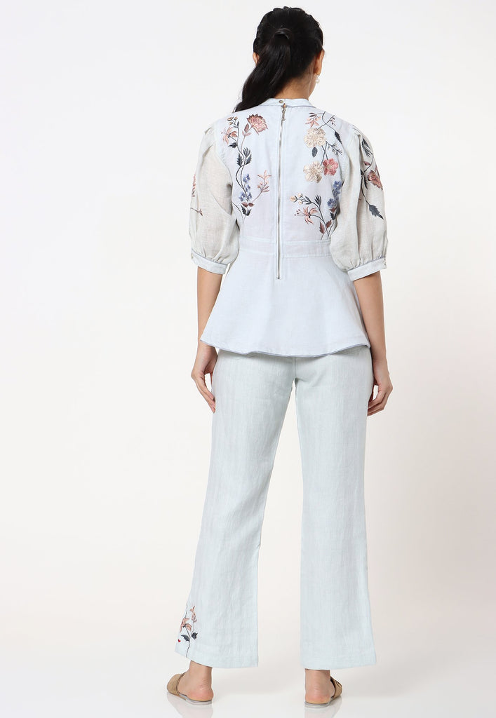 Botanical Spring Peplum Top + Pant Set-Top and Pant Set-KAVERi