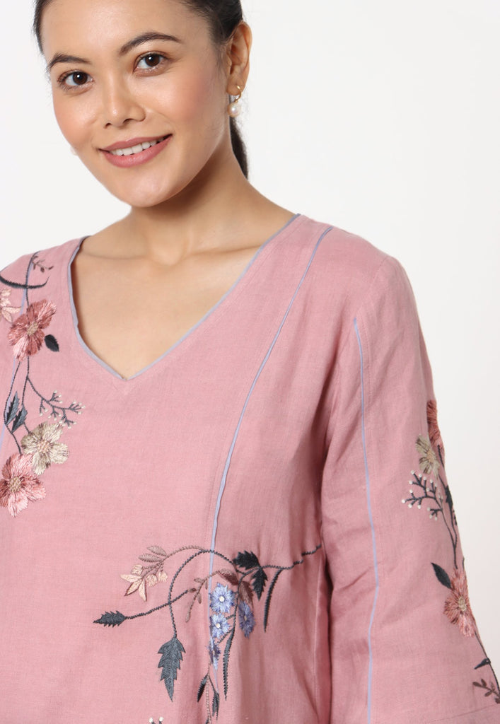 Botanical Spring Kurta + Pant + Scarf-Kurta Set-KAVERi