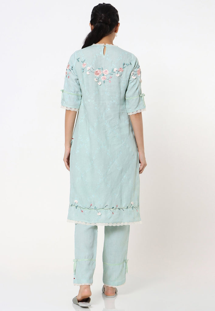 GARDEN TRELLIS KURTA + PANT + DUPATTA-Kurta Set-KAVERi
