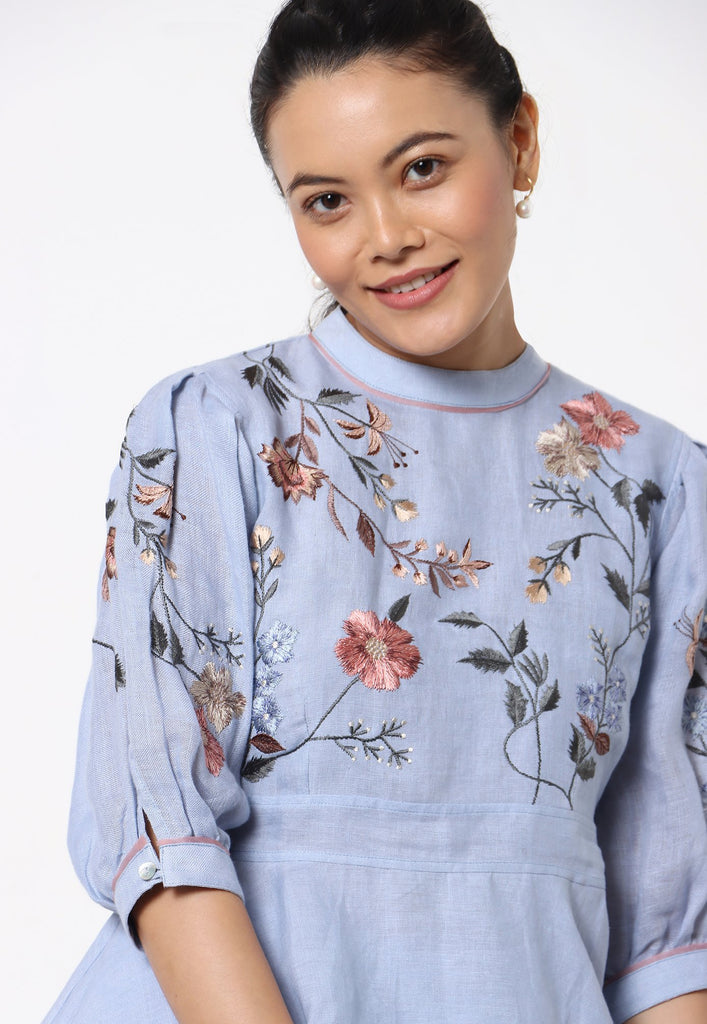 Botanical Spring Peplum Top + Pant Set-Top and Pant Set-KAVERi