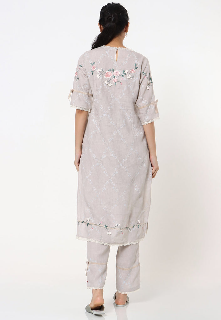 GARDEN TRELLIS KURTA + PANT + DUPATTA-Kurta Set-KAVERi