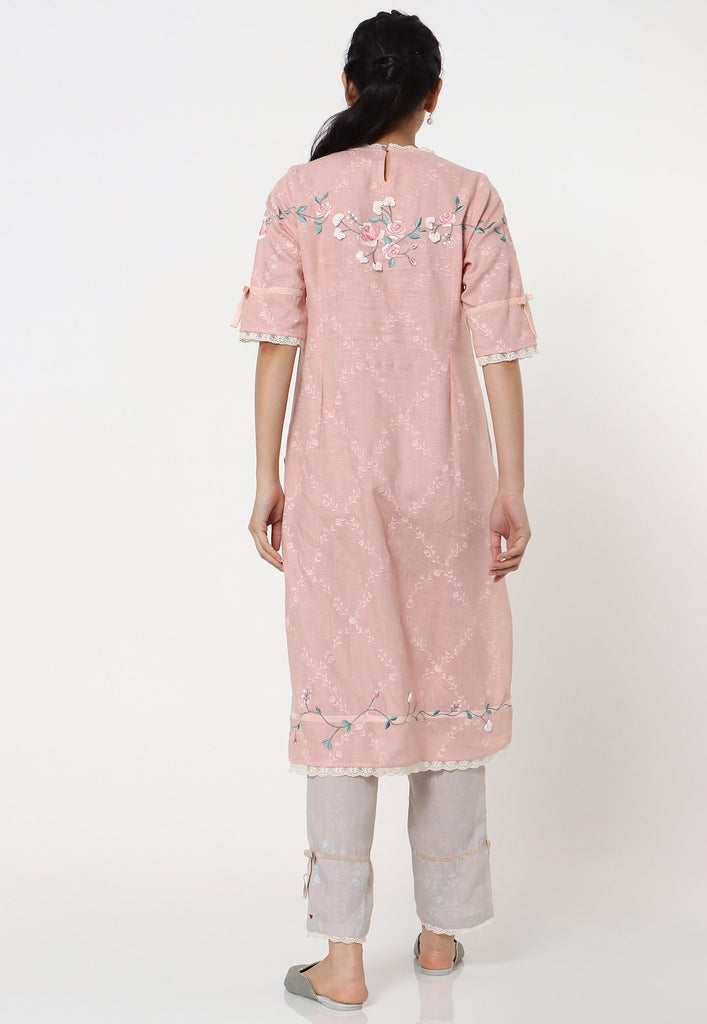GARDEN TRELLIS KURTA + PANT + DUPATTA-Kurta Set-KAVERi