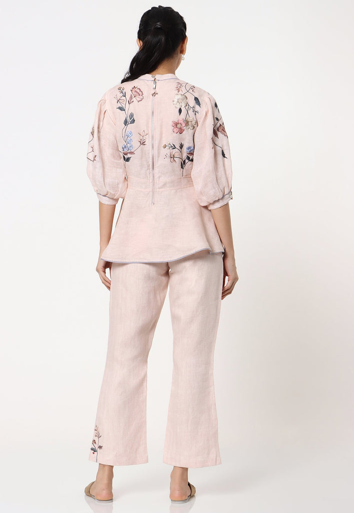 Botanical Spring Peplum Top + Pant Set-Top and Pant Set-KAVERi