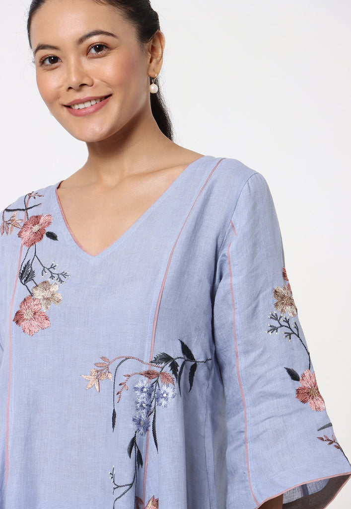 Botanical Spring Kurta + Pant + Scarf-Kurta Set-KAVERi