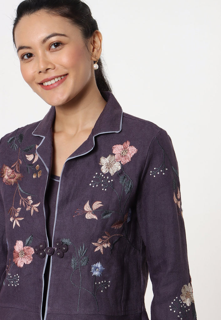 Botanical Spring Peplum Jacket-Jacket Set-KAVERi