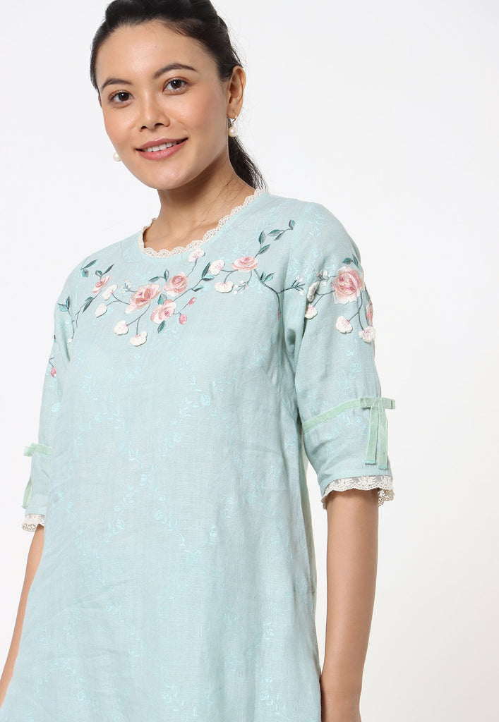 GARDEN TRELLIS KURTA + PANT + DUPATTA-Kurta Set-KAVERi