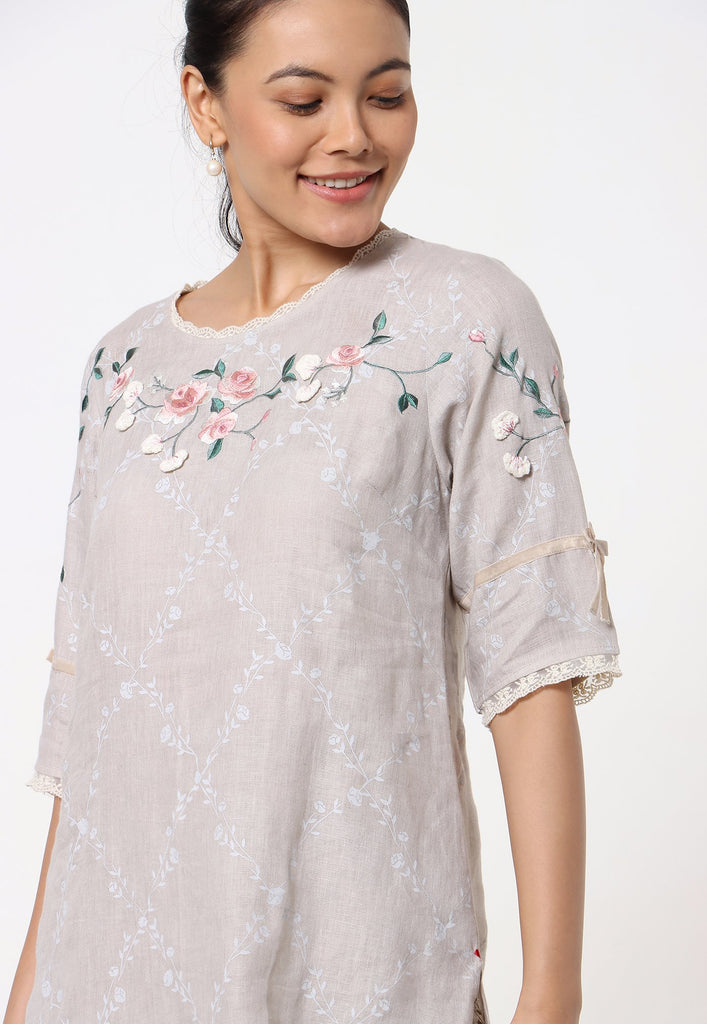 GARDEN TRELLIS KURTA + PANT + DUPATTA-Kurta Set-KAVERi