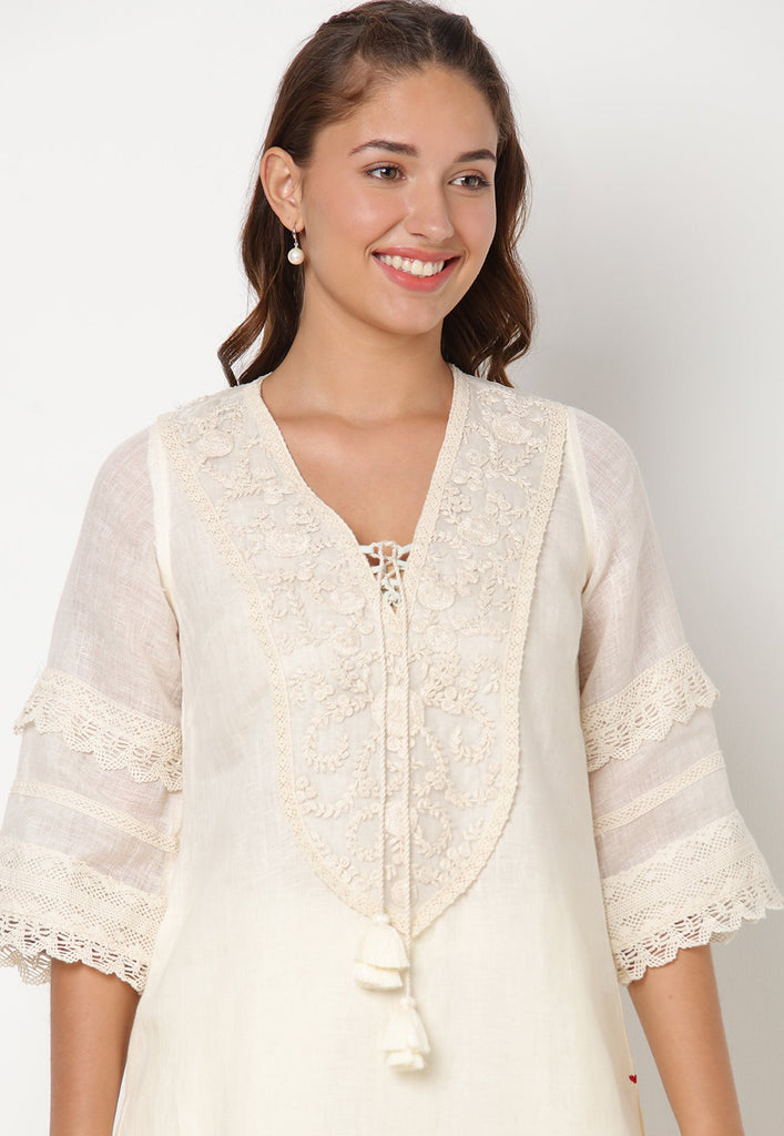 HALO BLOOMS FLY FREE KURTA-Kurta-KAVERi