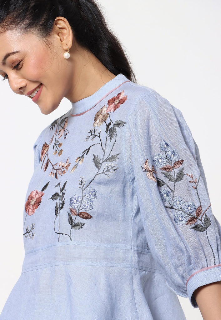 Botanical Spring Peplum Top + Pant Set-Top and Pant Set-KAVERi