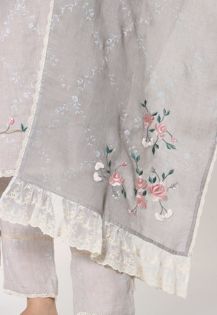 GARDEN TRELLIS KURTA + PANT + DUPATTA-Kurta Set-KAVERi