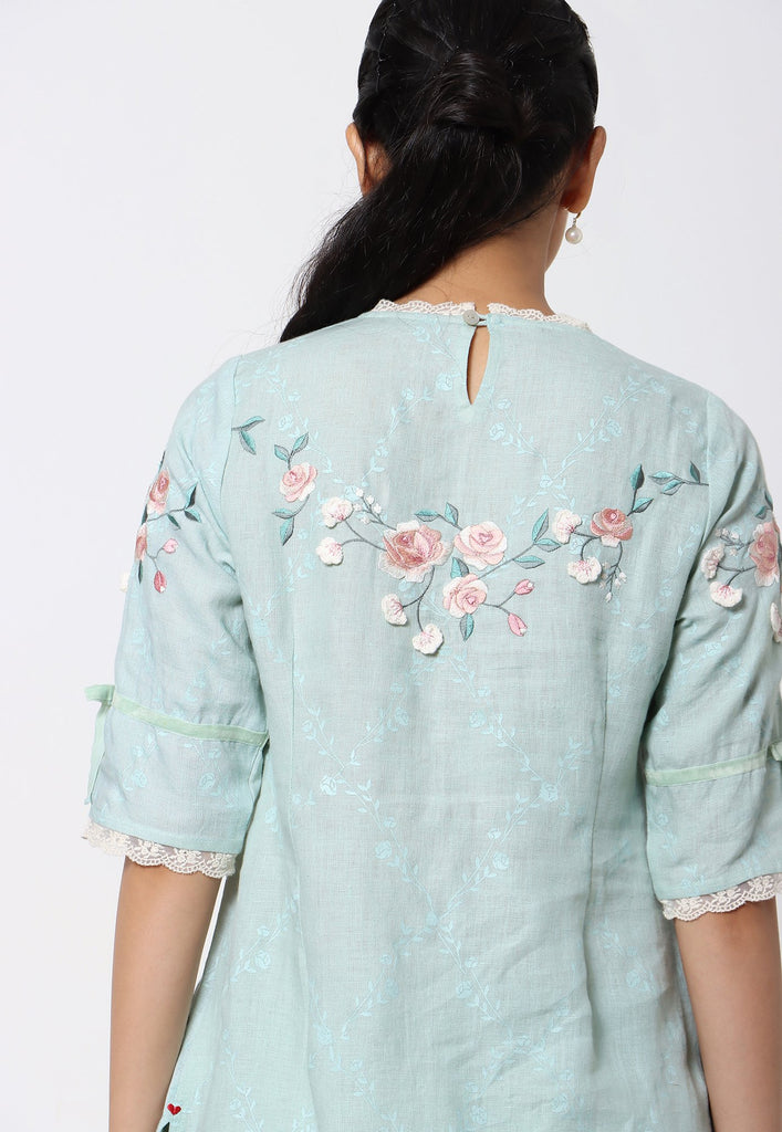 GARDEN TRELLIS KURTA + PANT + DUPATTA-Kurta Set-KAVERi