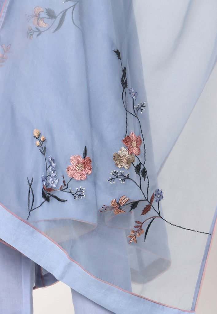 Botanical Spring Kurta + Pant + Scarf-Kurta Set-KAVERi