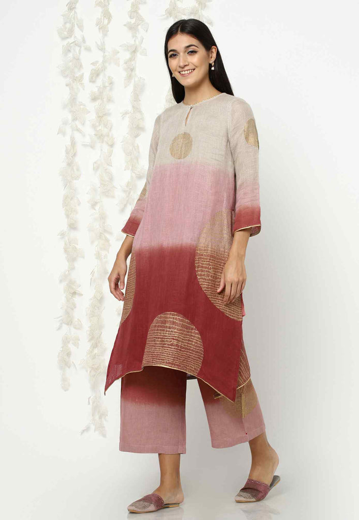 THE GOLDEN DOT FLY FREE GREY TUNIC SET-Kurta Set-KAVERi