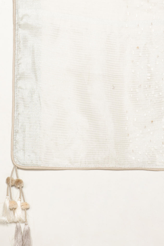 Rubix Saree Natural + Off- White-Sarees-KAVERi