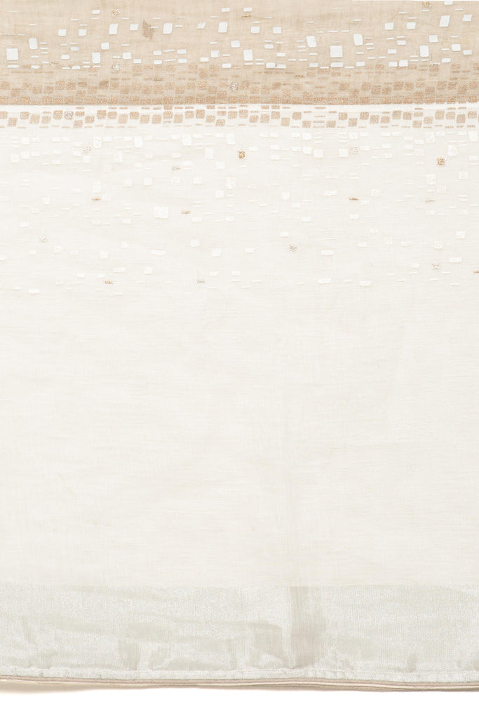 Rubix Saree Natural + Off- White-Sarees-KAVERi